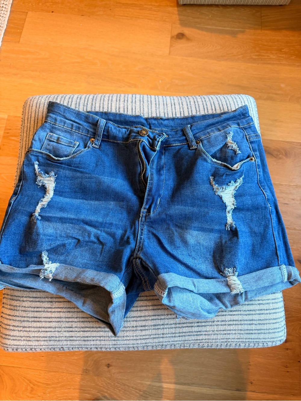 Women’s Distressed Blue Denim Shorts